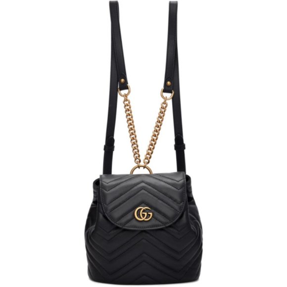 Gucci Chevron Marmont Leather Backpack in Black NEW WITH DUSTBAG - Picture 7 of 10